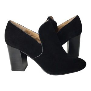 Lucky Brand Wyshing Black Suede Heeled Loafer Booties Size 10 M